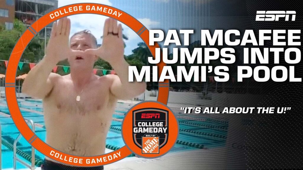 PAT MCAFEE’S EPIC GAMEDAY PICK 😮 JUMPING INTO A POOL?! 😭😂 | College GameDay