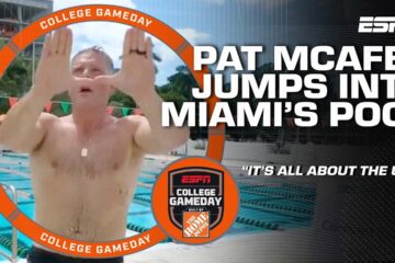 PAT MCAFEE’S EPIC GAMEDAY PICK 😮 JUMPING INTO A POOL?! 😭😂 | College GameDay