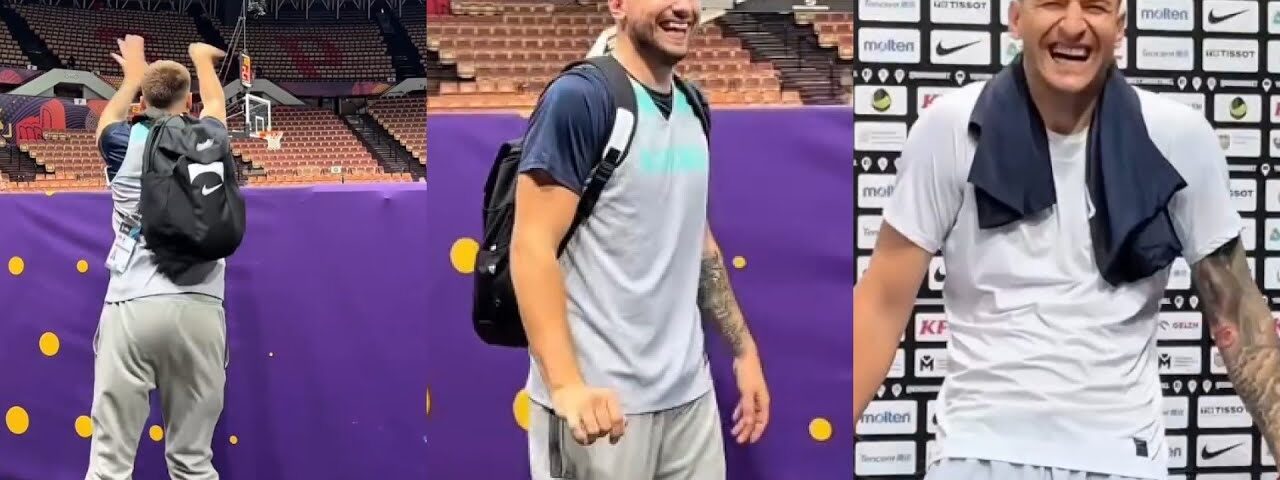 Luka Doncic hits insane trick shot after Slovenian teammate bet against him 😂