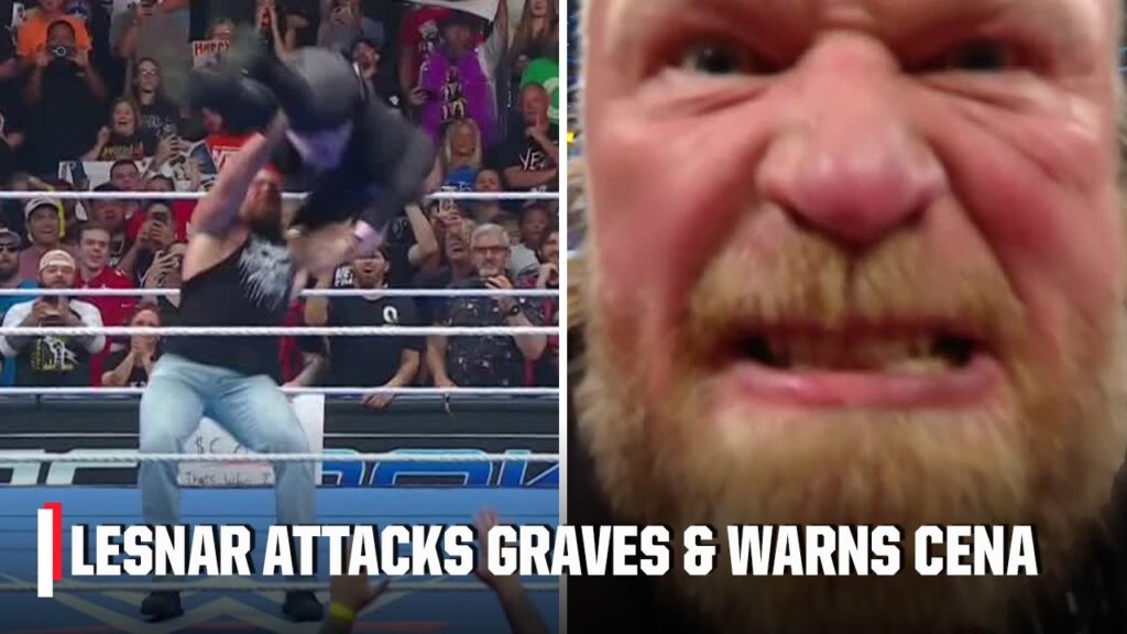 Brock Lesnar hits Corey Graves with 2 F-5s & sends warning to John Cena Brock Lesnar hits Corey Graves with 2 F-5s & sends warning to John Cena