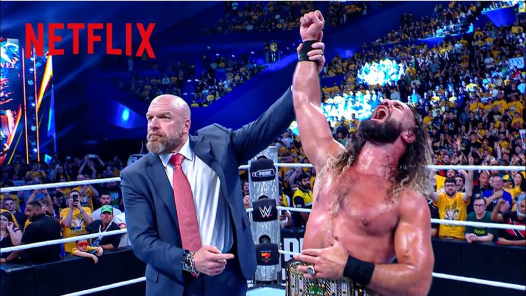 Seth Rollins declares himself the GOAT after win over Cody Rhodes | WWE Crown Jewel